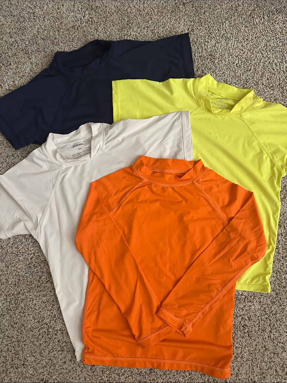 4T Rash Guards - Orange, Navy, Neon Yellow, White
